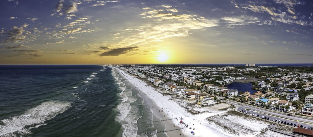 Gulf Breeze Florida bridge and bay aerial view