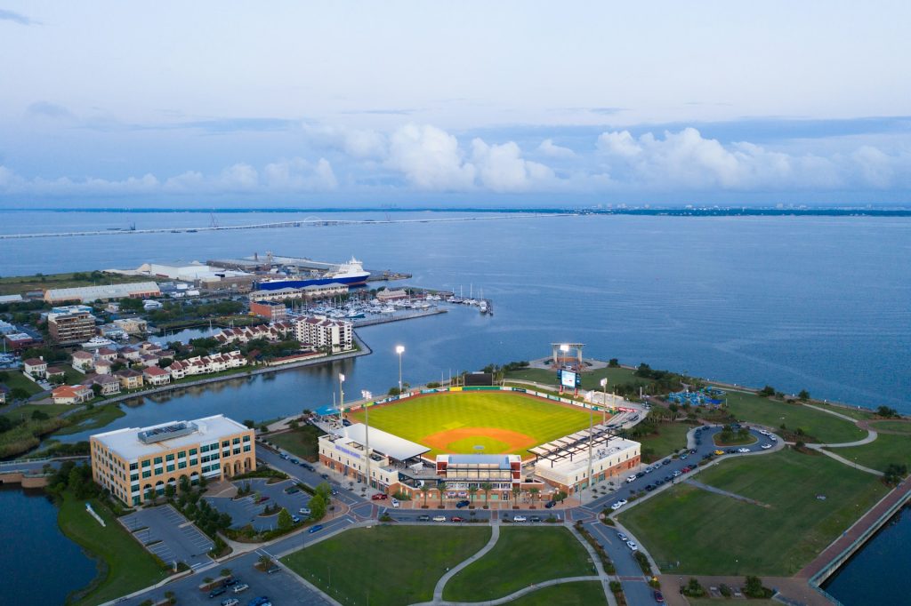 Pensacola Florida waterfront and bayfront aerial view
